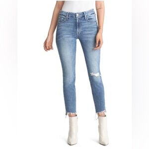 MOTHER Denim The Looker Ankle Step Fray Jeans Exposed Secret Sister Wash Size 25